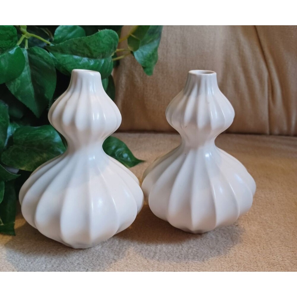 Vintage Johnathan Adler Porter Pot Ribbed Vases 5" Pristine